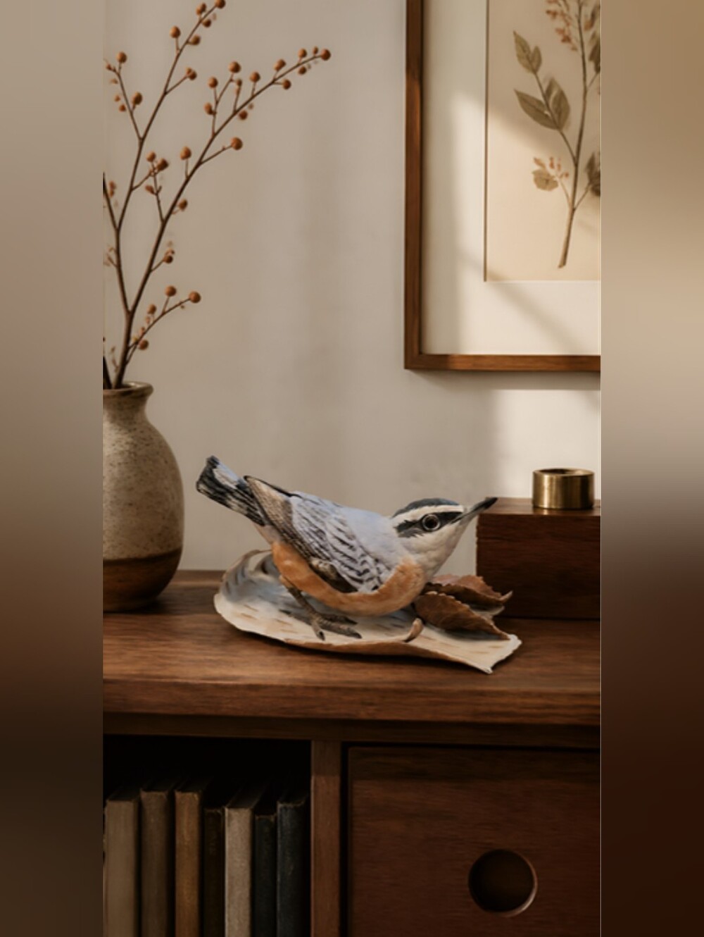 Vintage LENOX Garden Bird Collection Red Breasted Nuthatch Fine Porcelain